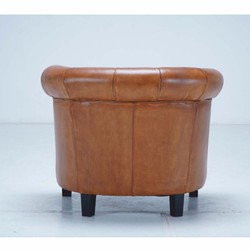 Luxus Chesterfield Leder Echtleder Sessel Hellbraun Schwarz