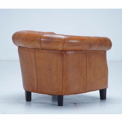 Luxus Chesterfield Leder Echtleder Sessel Hellbraun Schwarz