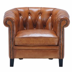 Luxus Chesterfield Leder Echtleder Sessel Hellbraun Schwarz