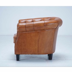 Luxus Chesterfield Leder Echtleder Sessel Hellbraun Schwarz