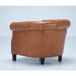 Luxus Chesterfield Leder Echtleder Sessel Hellbraun Schwarz
