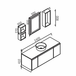 Casa Padrino luxury bathroom set gray / silver 142 cm - Bathroom furniture
