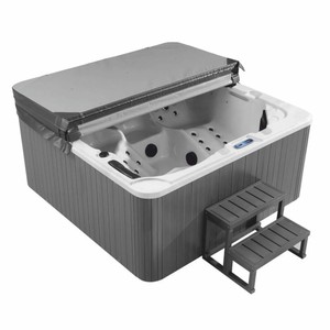 Casa Padrino Luxus Outdoor Jacuzzi Weiß / Schwarz / Grau 200 cm - Garten Whirlpool