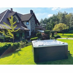 Casa Padrino jacuzzi exterior de lujo blanco / negro / gris 200 cm - Bañera de hidromasaje en el jardín