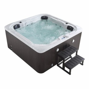 Casa Padrino Luxus Outdoor Jacuzzi Weiß / Schwarz 201 cm - Garten Whirlpool