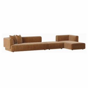 Casa Padrino canapé d'angle de luxe côté droit marron / blanc 420 cm - Canapé modulaire pour salon et hôtel