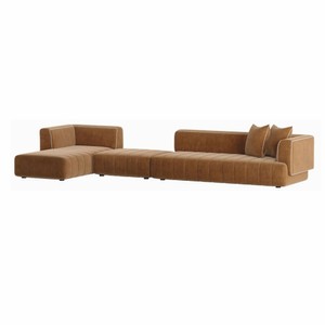 Casa Padrino canapé d'angle de luxe côté gauche marron / blanc 420 cm - Canapé modulaire pour salon et hôtel