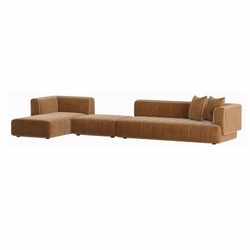 Casa Padrino luxury corner sofa corner sofa left side brown / white 420 cm - Modular living room & hotel sofa