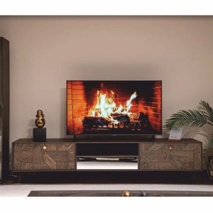 Luxus Wohnzimmer TV Schrank mit 3 Schubladen Braun Messing