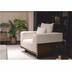 Casa Padrino luxury armchair cream / dark brown 100 cm - Living room & hotel furniture