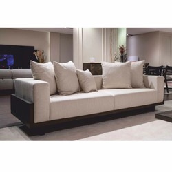 Casa Padrino luxury sofa cream / dark brown 240 cm - Living room & hotel furniture