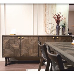 Casa Padrino buffet de luxe avec 4 portes marron / laiton 210 cm - Meubles de luxe