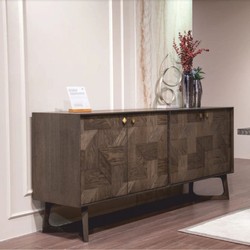 Casa Padrino buffet de luxe avec 4 portes marron / laiton 210 cm - Meubles de luxe