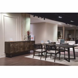 Luxus Esszimmer Set 1 Esstisch und 6 Stühle Braun Creme