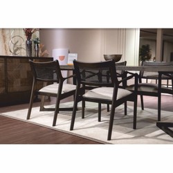 Luxus Esszimmer Set 1 Esstisch und 6 Stühle Braun Creme