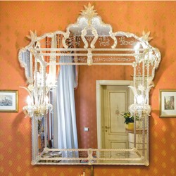 Casa Padrino specchio barocco di lusso con 2 applique giallo 150 x A. 160 cm - Fatto in Italia