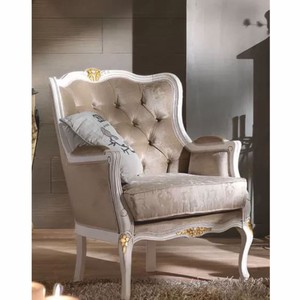 Casa Padrino fauteuil baroque de luxe en velours marron / blanc / or - Meubles baroque - Fabriqué en Italie