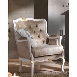 Casa Padrino fauteuil baroque de luxe en velours marron / blanc / or - Meubles baroque - Fabriqué en Italie
