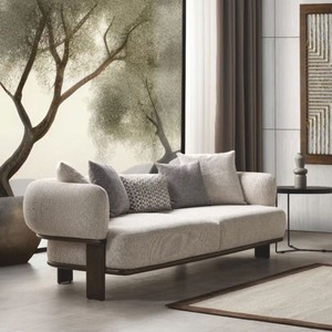 Casa Padrino canapé de salon et hôtel de luxe gris clair / marron foncé 230 cm - Meubles de luxe