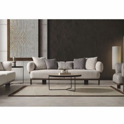 Luxus Wohnzimmer & Hotel Sofa Hellgrau Dunkelbraun