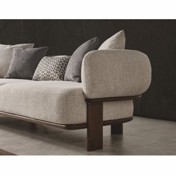 Luxus Wohnzimmer & Hotel Sofa Hellgrau Dunkelbraun