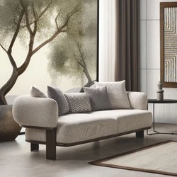Luxus Wohnzimmer & Hotel Sofa Hellgrau Dunkelbraun