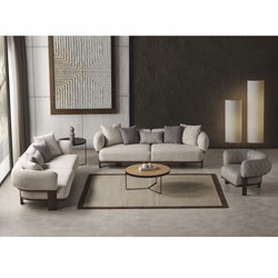 Casa Padrino Poltrona da Soggiorno e Hotel di Lusso Grigio Chiaro / Bianco / Marrone Scuro - Mobili di Lusso