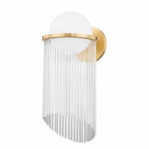 Casa Padrino lámpara de pared de lujo latón antiguo / blanco A. 50,8 cm - Luces de lujo