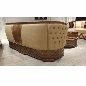 Casa Padrino Luxus Art Deco Sofa Gold / Kupfer / Grau 240 cm - Wohnzimmer Möbel