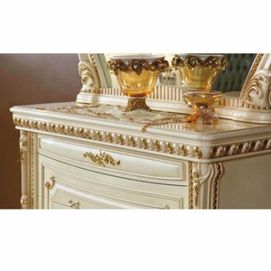 Casa Padrino Luxus Barock Kommode mit Spiegel Creme / Gold - Schlafzimmer Möbel