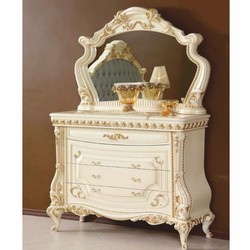 Casa Padrino luxury baroque chest of drawers with mirror cream / gold - Bedroom furniture