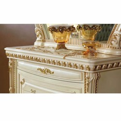 Casa Padrino luxury baroque chest of drawers with mirror cream / gold - Bedroom furniture
