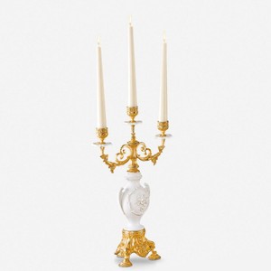 Prunkvoller Luxus Barock Kerzenhalter Gold Weiß