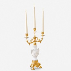 Prunkvoller Luxus Barock Kerzenhalter Gold Weiß