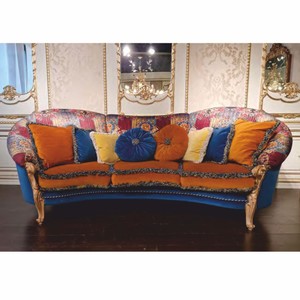 Prunkvolles Luxus Barock Wohnzimmer Sofa Bunt Naturfarben