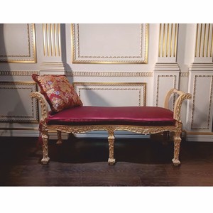 Casa Padrino banc baroque de luxe bordeaux rouge / naturel 145 cm - Meubles baroques - Fabriqué en Italie