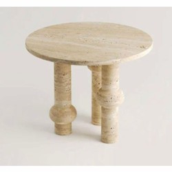 Casa Padrino mesa de comedor de lujo beige Ø 115 cm - Mesa de comedor redonda de travertino