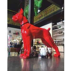 Casa Padrino sculpture décorative XXL chien boxer rouge 190 x H. 180 cm - Immense figurine de jardin