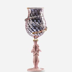Casa Padrino calice da vino barocco di lusso rosa / oro Ø 9 x A. 27 cm - Fatto in Italia