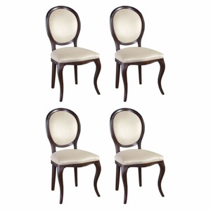 Casa Padrino set di 4 sedie da pranzo barocco di lusso crema / marrone scuro - Mobili in stile barocco Casa Padrino set di 4 sedie da pranzo barocco di lusso crema / marrone scuro - Mobili in stile barocco