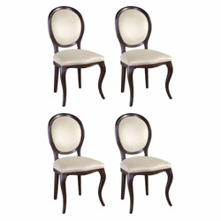Casa Padrino ensemble de 4 chaises de salle à manger baroque de luxe crème / marron foncé - Meubles de style baroque Casa Padrino ensemble de 4 chaises de salle à manger baroque de luxe crème / marron foncé - Meubles de style baroque