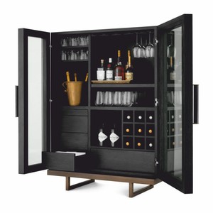 Casa Padrino Luxus Barschrank Schwarzgrau / Bronze H. 150 cm - Bar Möbel