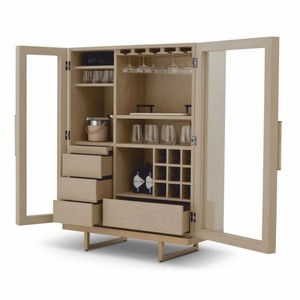 Casa Padrino Luxus Barschrank Beige / Messing H. 150 cm - Bar Möbel