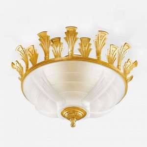 Prunkvolle Luxus Barock Deckenleuchte Gold Weiß