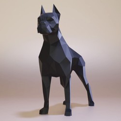 XXL Garten Deko Skulptur Figur Boxer Hund Matt Schwarz