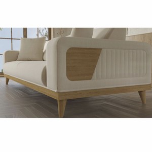 Casa Padrino Luxus 3er Sofa mit verstellbaren Rückenlehnen Creme / Naturfarben 224 cm - Luxus Interior