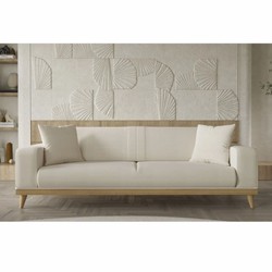 Casa Padrino sofá de lujo de 3 plazas con respaldo regulable crema / natural 224 cm - Interior de lujo