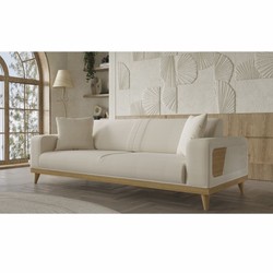 Casa Padrino sofá de lujo de 3 plazas con respaldo regulable crema / natural 224 cm - Interior de lujo