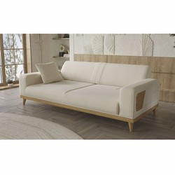 Casa Padrino sofá de lujo de 3 plazas con respaldo regulable crema / natural 224 cm - Interior de lujo