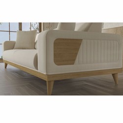 Casa Padrino sofá de lujo de 3 plazas con respaldo regulable crema / natural 224 cm - Interior de lujo
